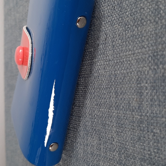 Blue Pink Patent Leather Business Credit Card Photo Wallet - Picture 3 of 5